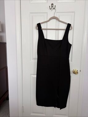Classic Black Square-Neck Sheath Dress